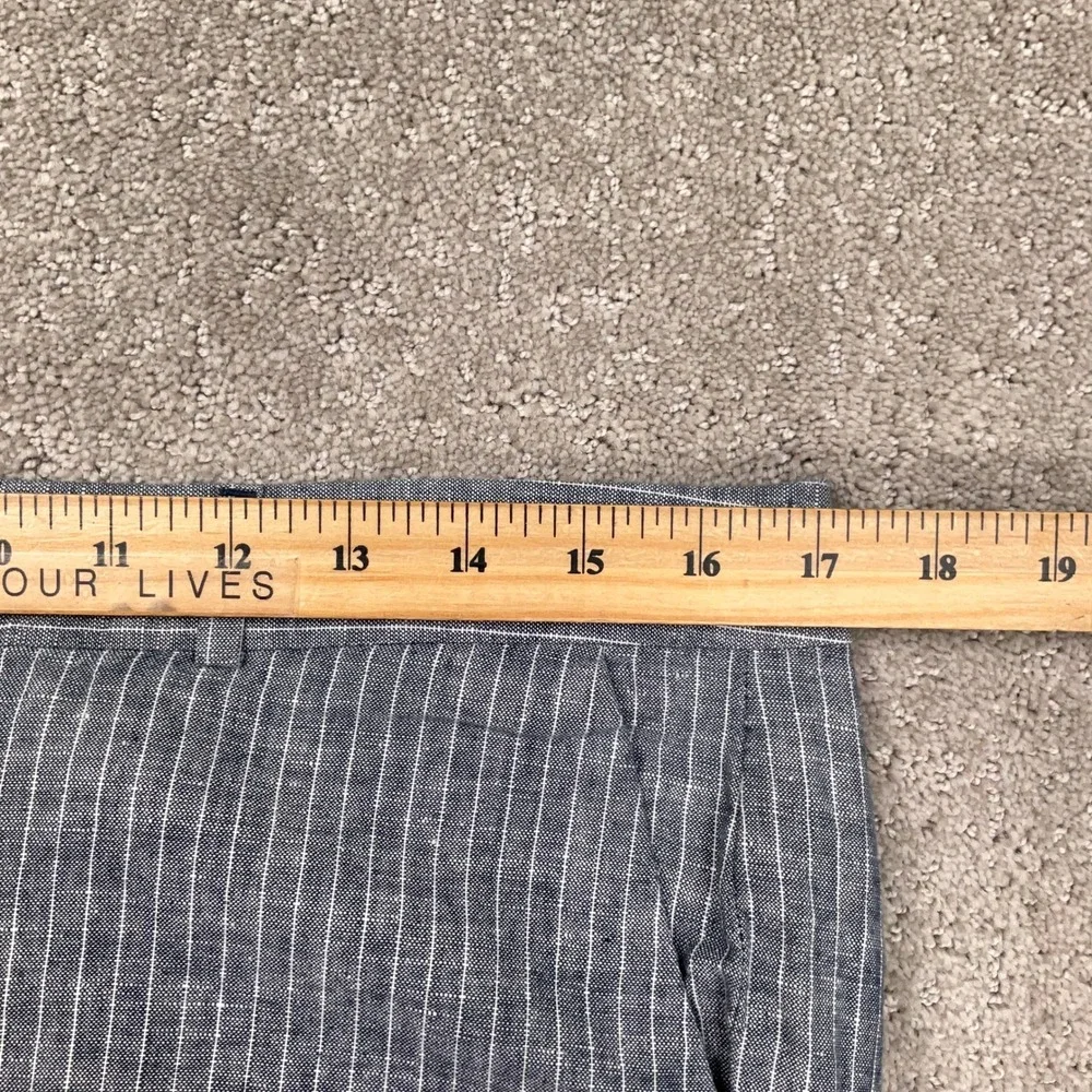 Banana Republic Pants Womens 10P Blue Pinstripe Hampton Fit Linen Lightweight